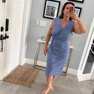 Charter Club Blue and Tan Patterned Dress